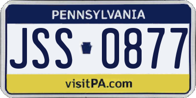 PA license plate JSS0877