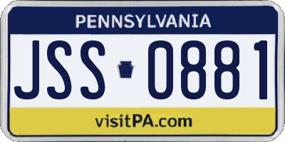 PA license plate JSS0881