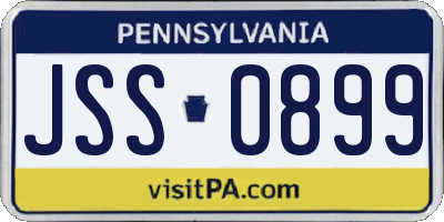 PA license plate JSS0899