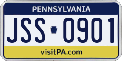 PA license plate JSS0901