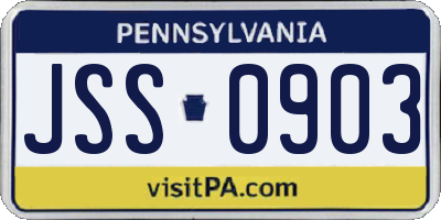 PA license plate JSS0903