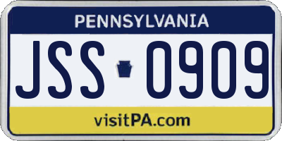 PA license plate JSS0909