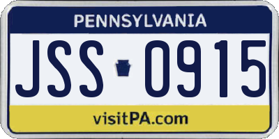 PA license plate JSS0915