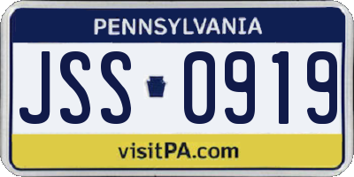 PA license plate JSS0919