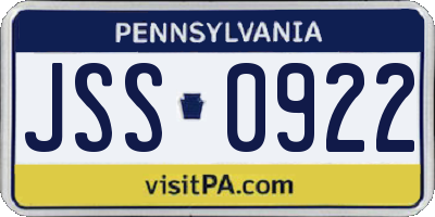 PA license plate JSS0922