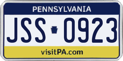 PA license plate JSS0923