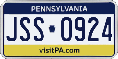 PA license plate JSS0924