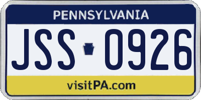 PA license plate JSS0926