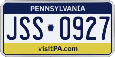 PA license plate JSS0927