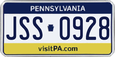 PA license plate JSS0928