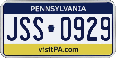PA license plate JSS0929
