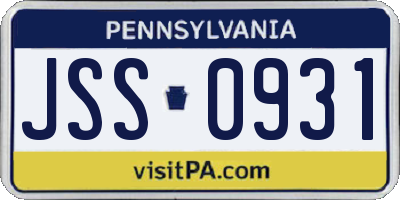 PA license plate JSS0931