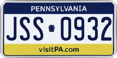 PA license plate JSS0932
