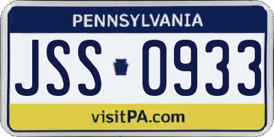 PA license plate JSS0933