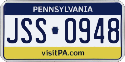 PA license plate JSS0948