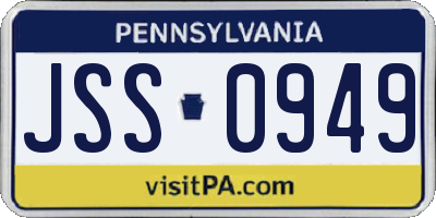 PA license plate JSS0949