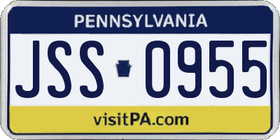 PA license plate JSS0955