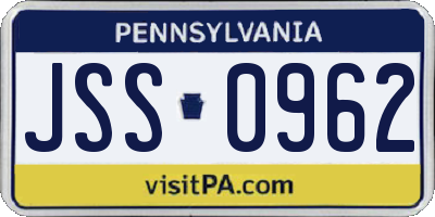 PA license plate JSS0962
