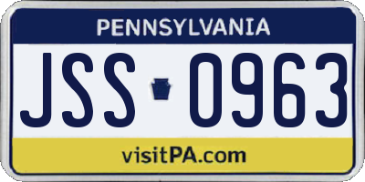 PA license plate JSS0963