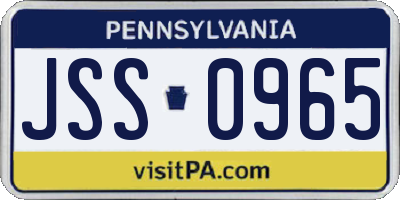 PA license plate JSS0965