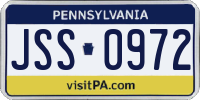 PA license plate JSS0972