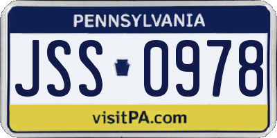 PA license plate JSS0978