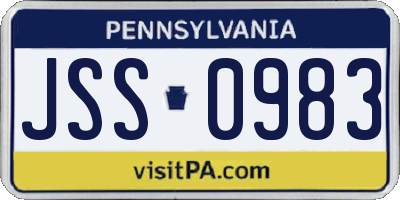 PA license plate JSS0983