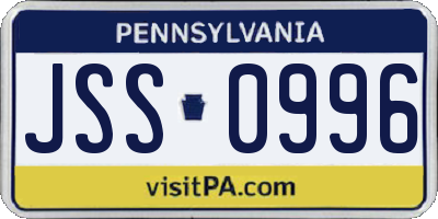 PA license plate JSS0996