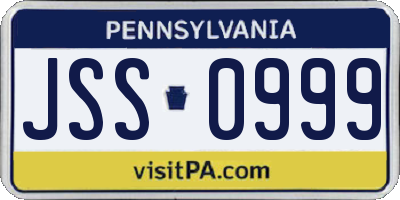 PA license plate JSS0999