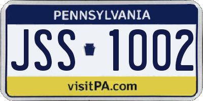 PA license plate JSS1002