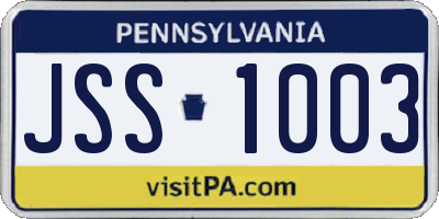 PA license plate JSS1003