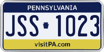 PA license plate JSS1023