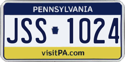 PA license plate JSS1024