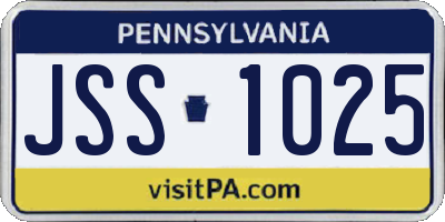 PA license plate JSS1025