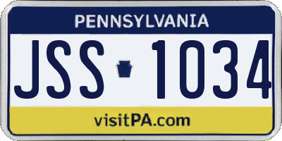 PA license plate JSS1034