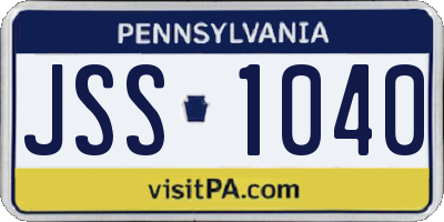 PA license plate JSS1040
