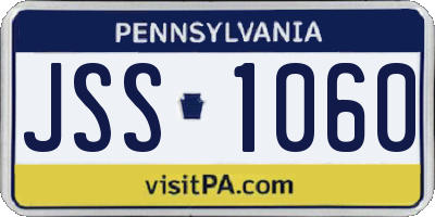 PA license plate JSS1060
