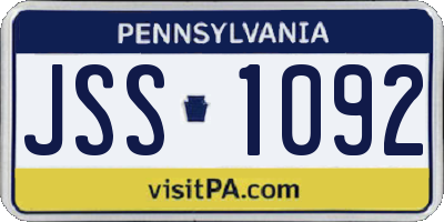 PA license plate JSS1092