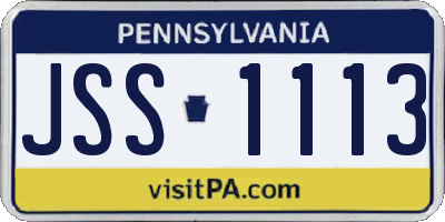 PA license plate JSS1113