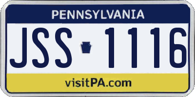 PA license plate JSS1116