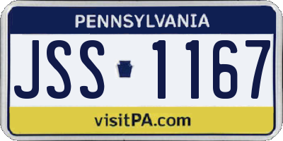 PA license plate JSS1167