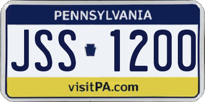 PA license plate JSS1200