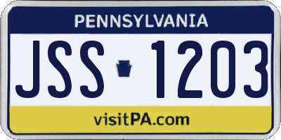 PA license plate JSS1203
