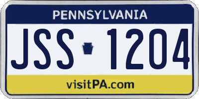 PA license plate JSS1204