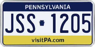 PA license plate JSS1205