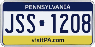 PA license plate JSS1208