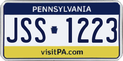 PA license plate JSS1223