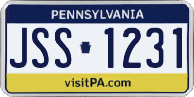 PA license plate JSS1231