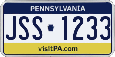 PA license plate JSS1233