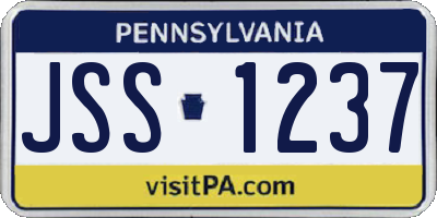 PA license plate JSS1237